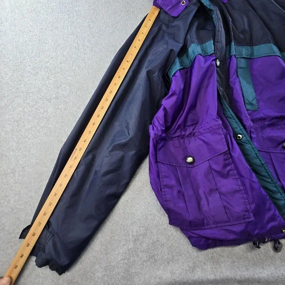 Helly Hansen Jacket Mens L Purple Parka Hooded Lined Pockets Zip Logo Fleece - Picture 5 of 8